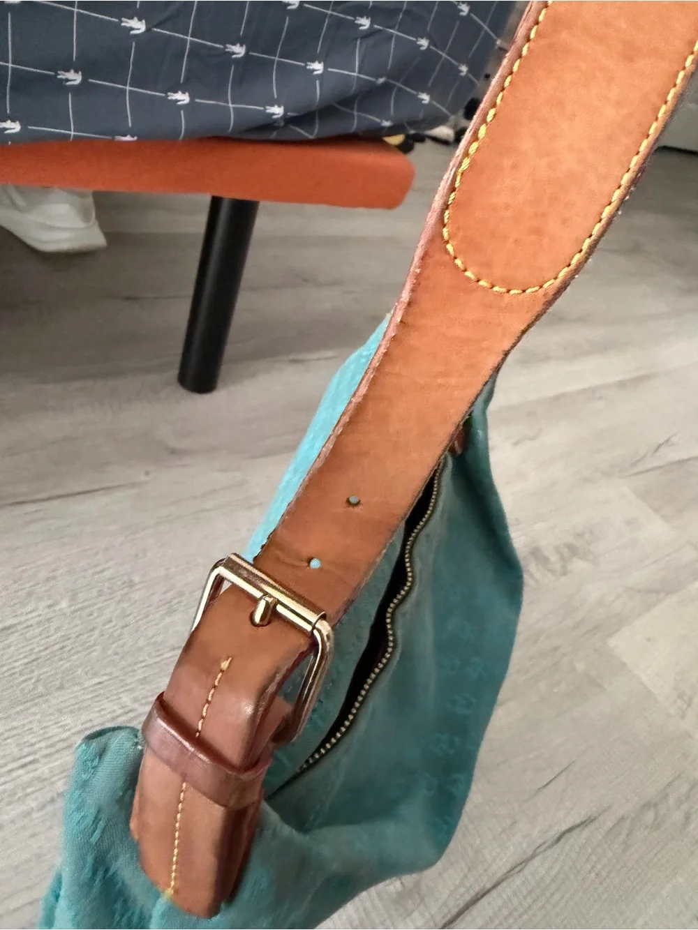 Turquoise Monogram Bucket Bag with Leather Strap Dooney & Bourke Good condition